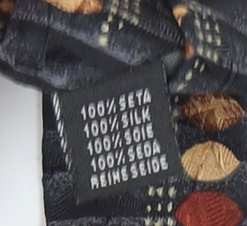 Gino Rossini Men's Black Geometric Silk Designer Tie One Size