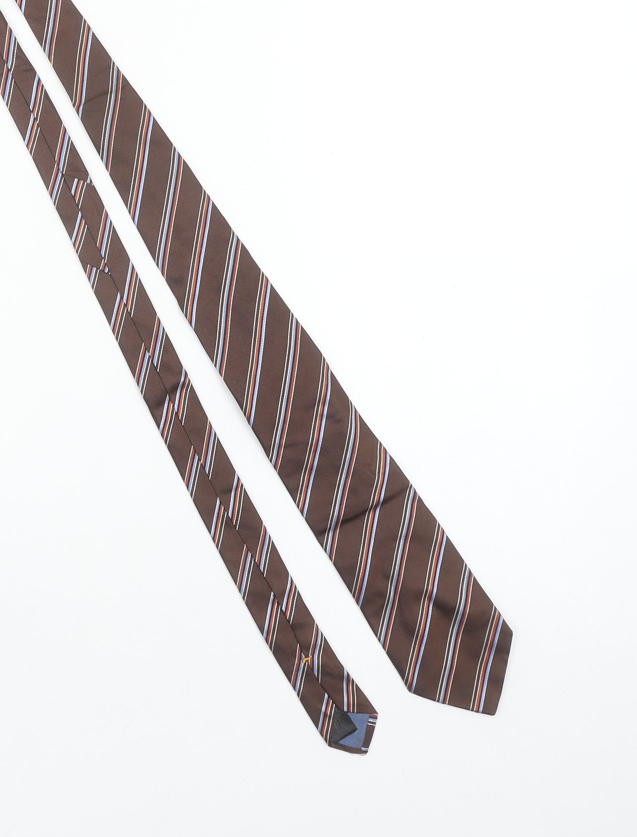 Massimo Dutti Men's Brown Striped Silk Slim Tie One Size