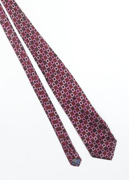 Daniel Hechter Men's Pink & Brown Geometric Silk Tie One Size