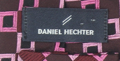 Daniel Hechter Men's Pink & Brown Geometric Silk Tie One Size