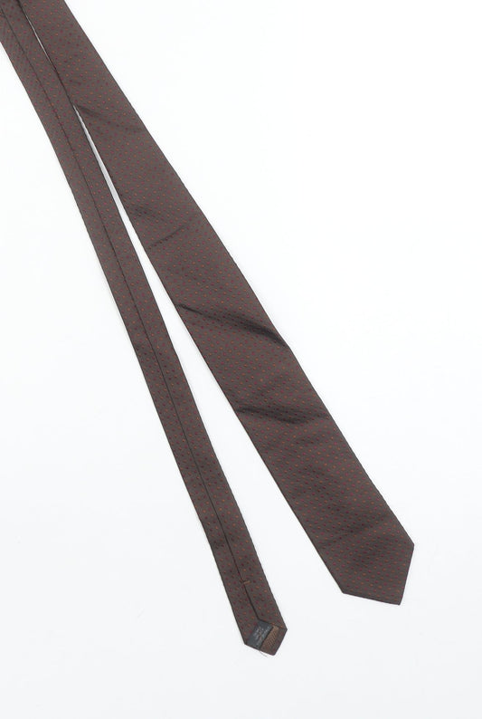 A39 Savile Row Men's Brown Silk Polka Dot Tie Made in Italy