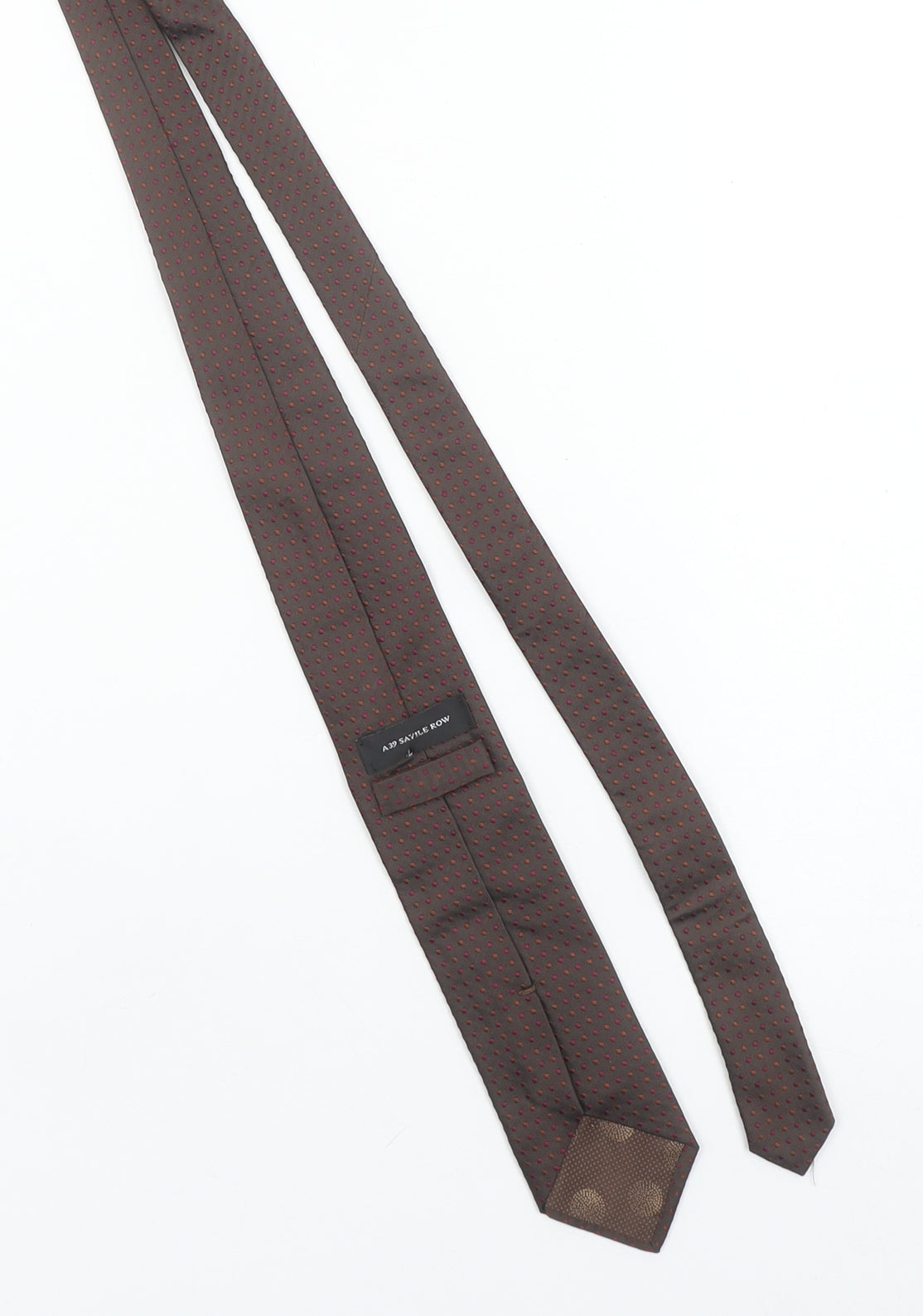 A39 Savile Row Men's Brown Silk Polka Dot Tie Made in Italy