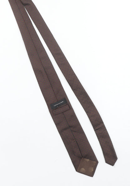 A39 Savile Row Men's Brown Silk Polka Dot Tie Made in Italy