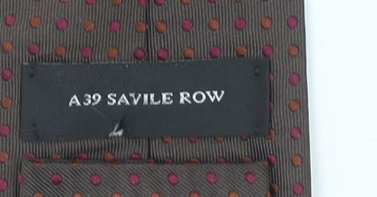 A39 Savile Row Men's Brown Silk Polka Dot Tie Made in Italy