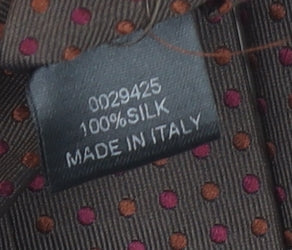 A39 Savile Row Men's Brown Silk Polka Dot Tie Made in Italy