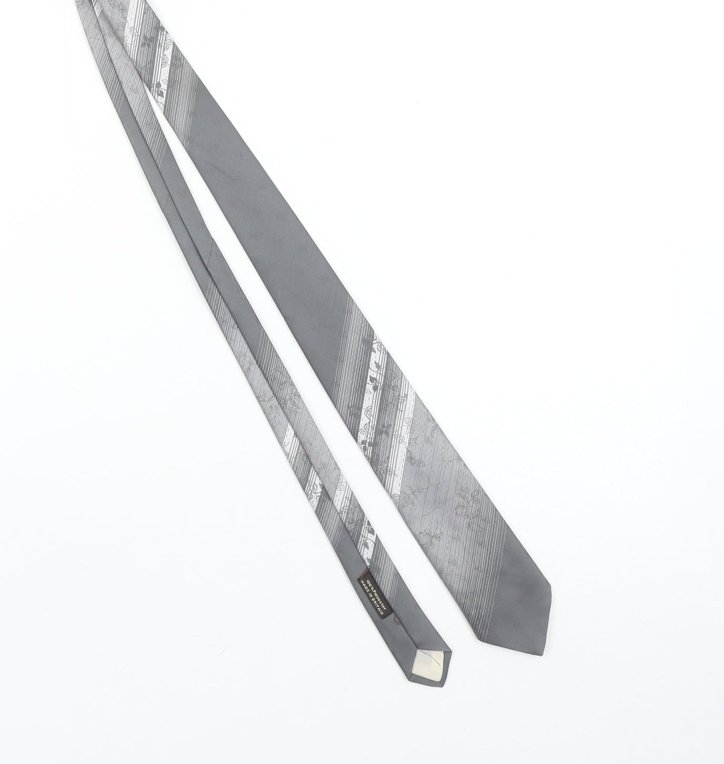 Pierre Balmain Men’s Grey Striped Designer Tie Made in Britain