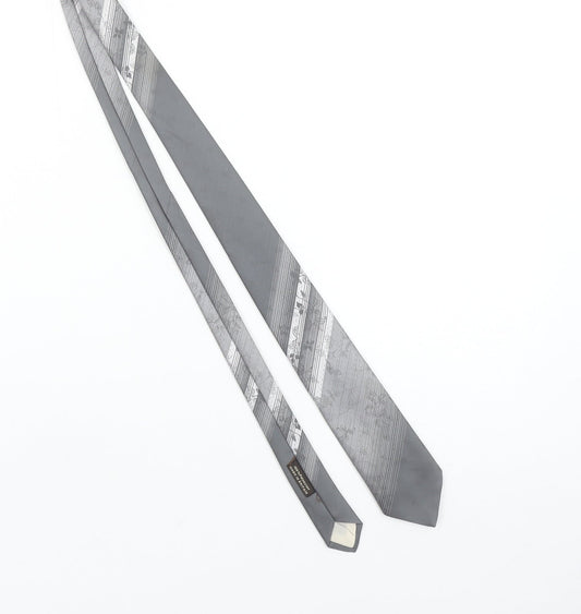 Pierre Balmain Men’s Grey Striped Designer Tie Made in Britain