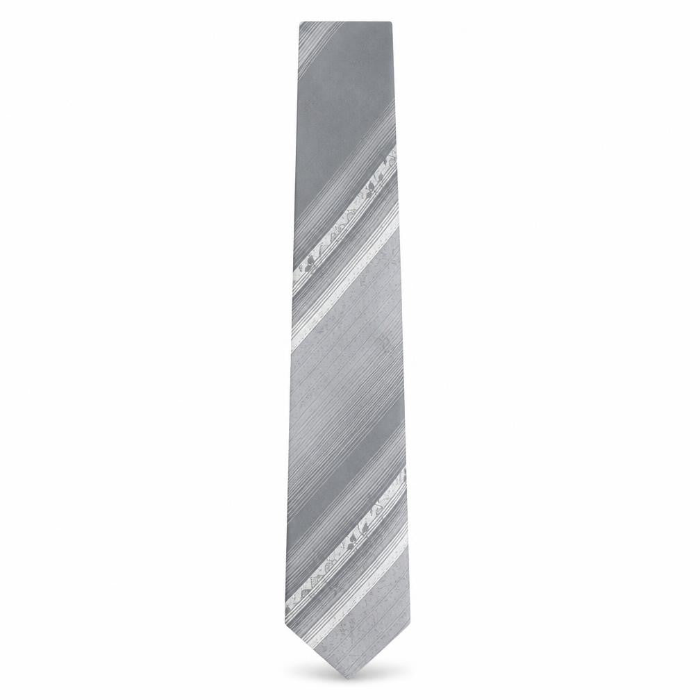 Mens Pierre Balmain Grey Striped 100% Polyester Designer Tie