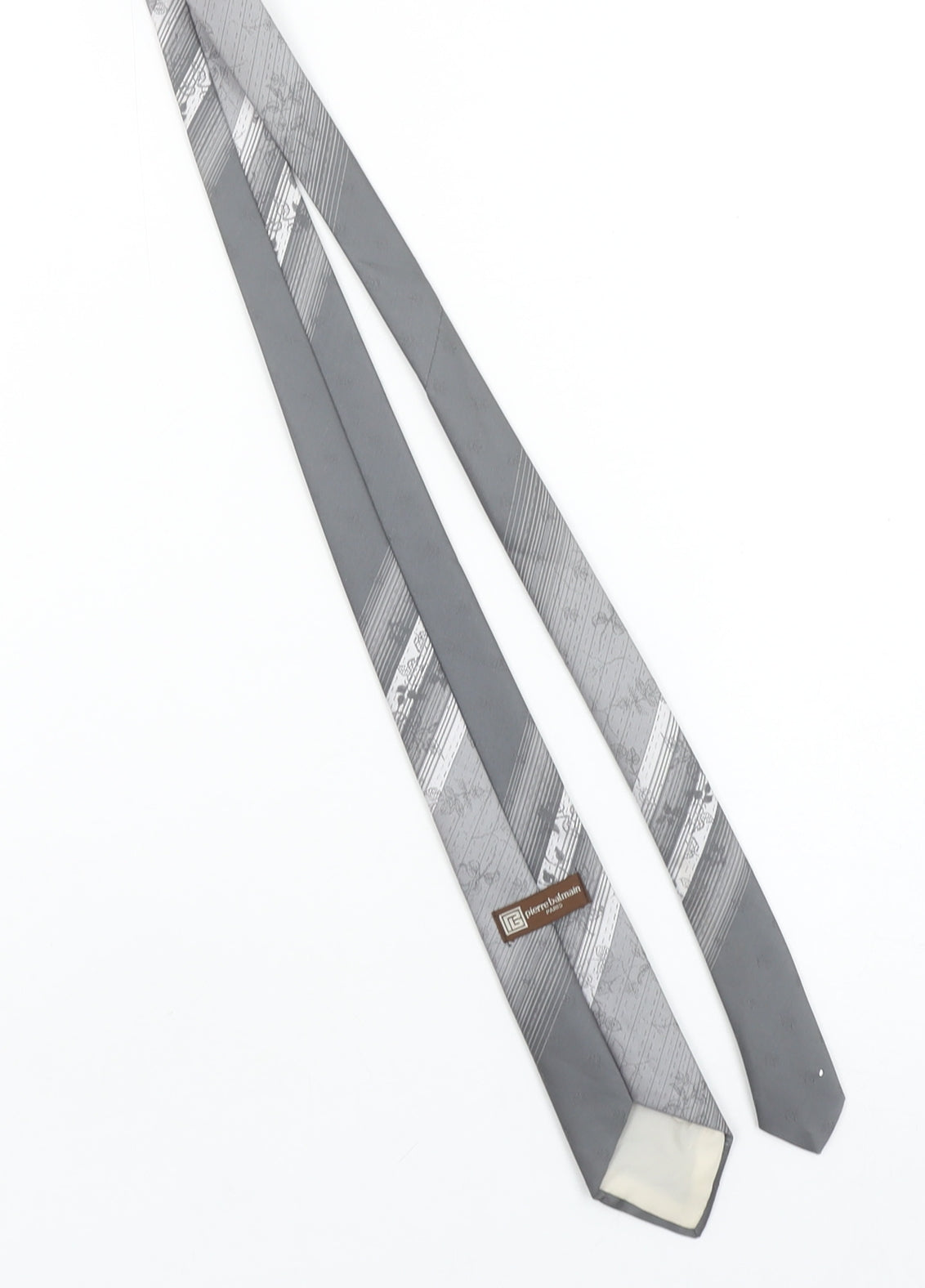 Pierre Balmain Men’s Grey Striped Designer Tie Made in Britain