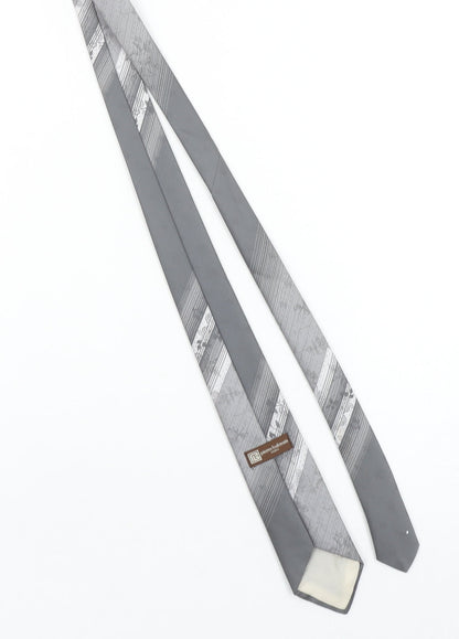 Pierre Balmain Men’s Grey Striped Designer Tie Made in Britain