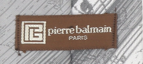 Pierre Balmain Men’s Grey Striped Designer Tie Made in Britain
