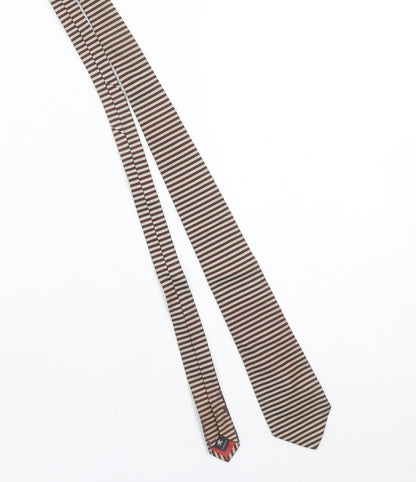 Marques Hovel Men's Brown Striped Pure Silk Slim Tie