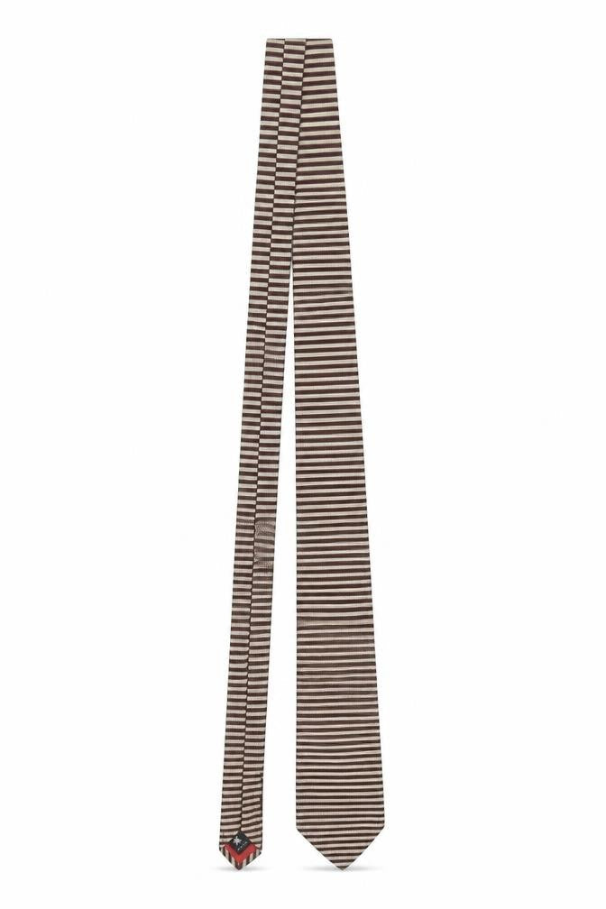 Mens Marques Hovel Brown Striped 100% Silk Slim Tie