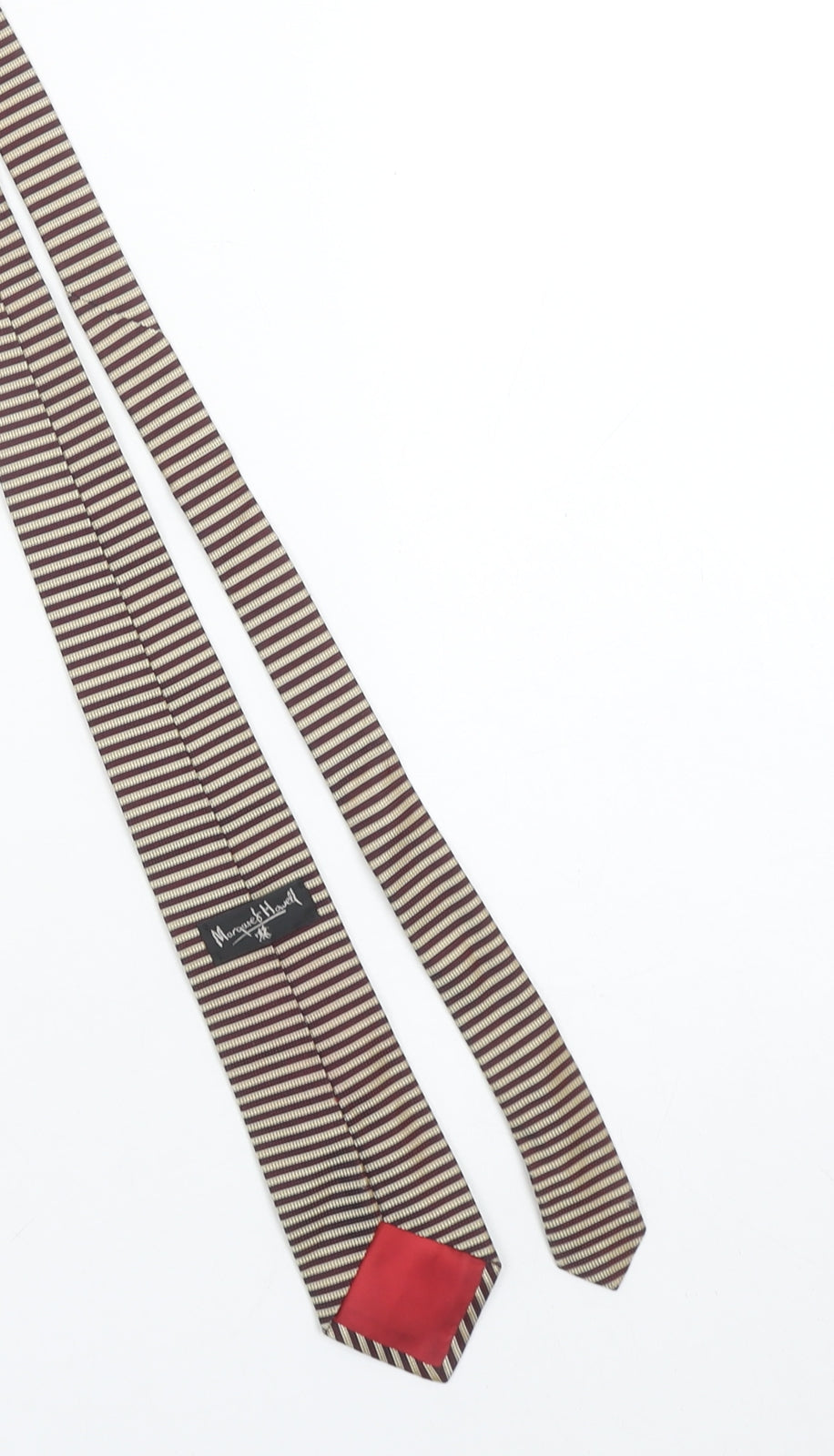 Marques Hovel Men's Brown Striped Pure Silk Slim Tie