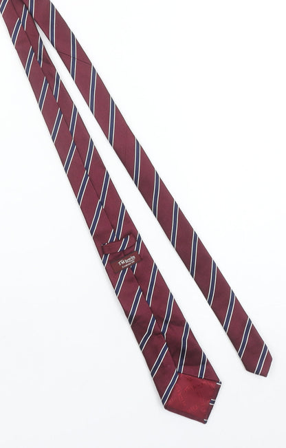 T.M.Lewin Men's Red Striped Handmade Pure Silk Slim Tie