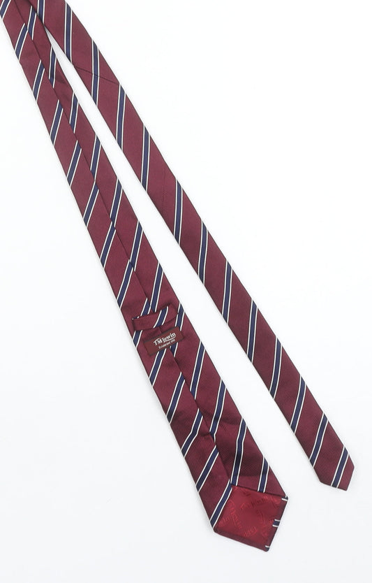 T.M.Lewin Men's Red Striped Handmade Pure Silk Slim Tie
