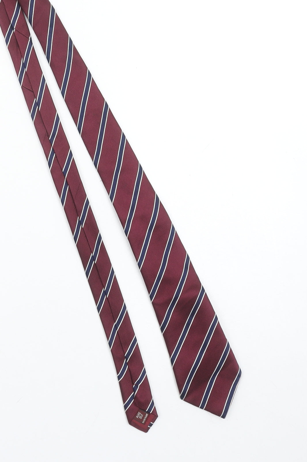 T.M.Lewin Men's Red Striped Handmade Pure Silk Slim Tie