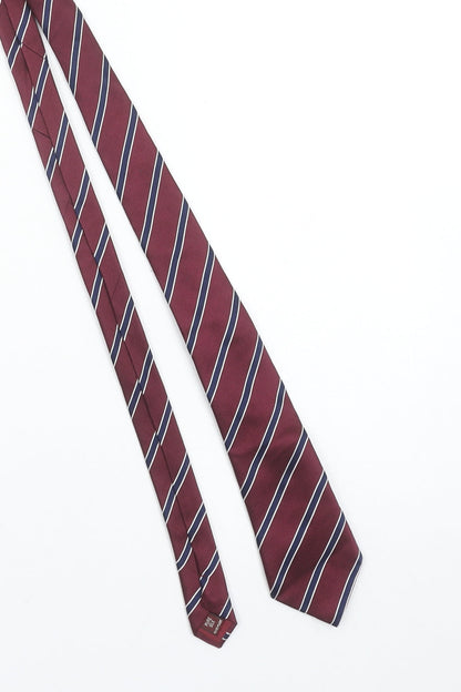 T.M.Lewin Men's Red Striped Handmade Pure Silk Slim Tie