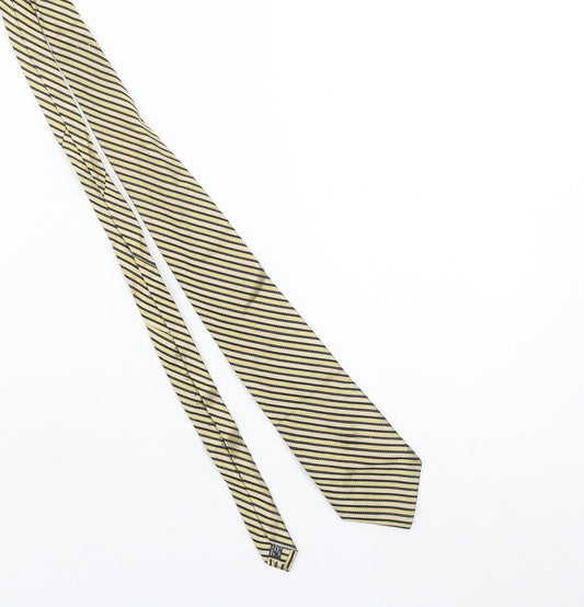 Calvin Klein Men's Beige Striped Silk Designer Tie One Size