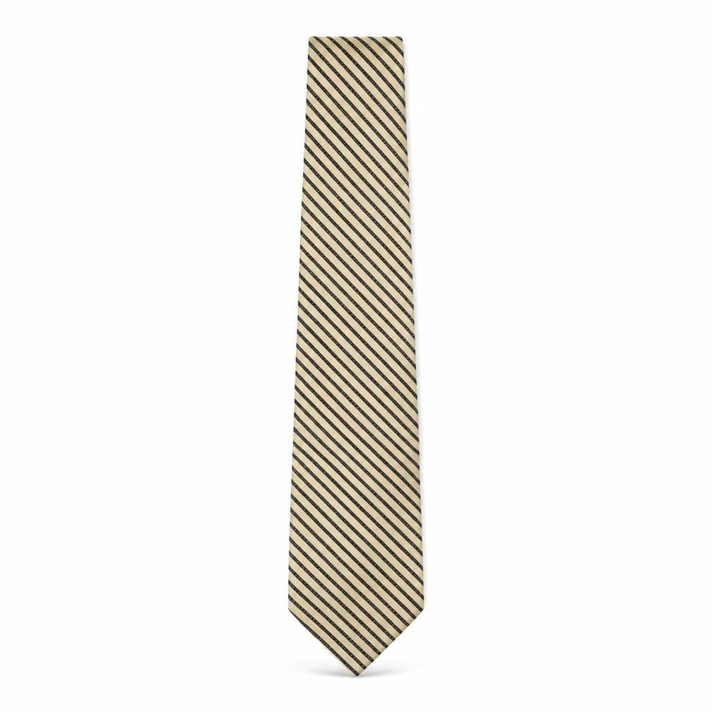 Mens Calvin Klein Beige Striped 100% Silk Designer Tie