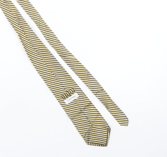 Calvin Klein Men's Beige Striped Silk Designer Tie One Size