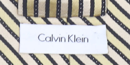 Calvin Klein Men's Beige Striped Silk Designer Tie One Size