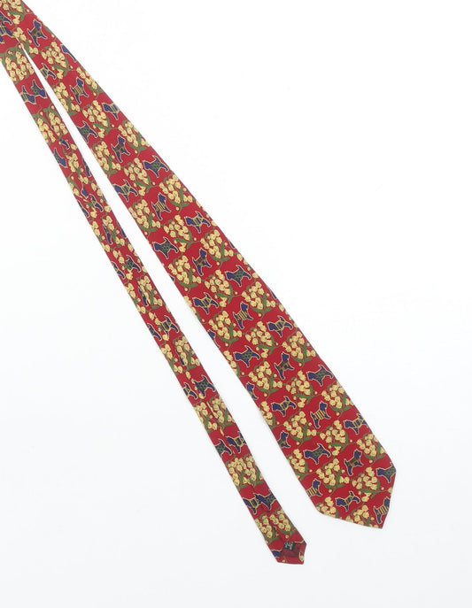 Alexandre London Men's Red Dog Print 100% Silk Tie