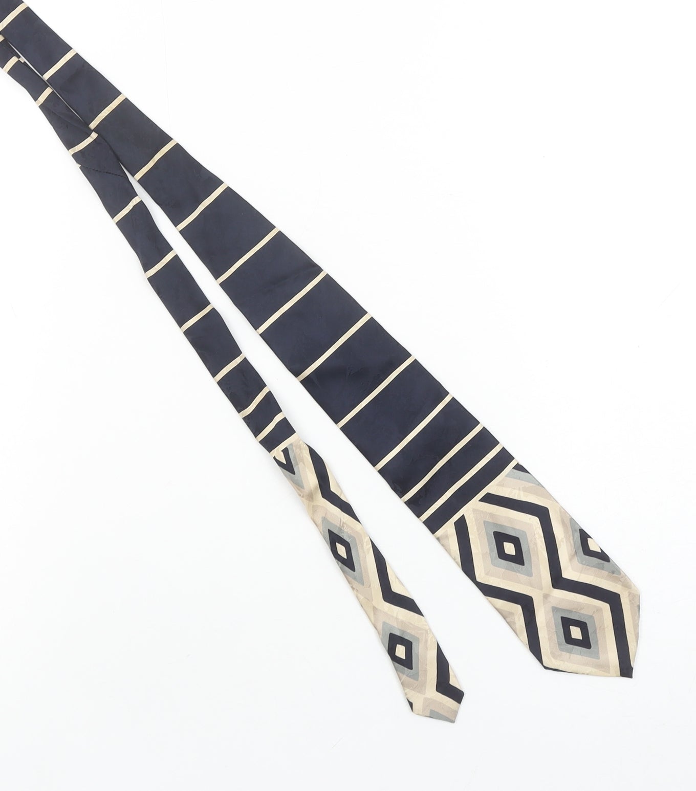 Nuccio Dottavio Sarto Men's Navy Beige Geometric Silk Tie One Size