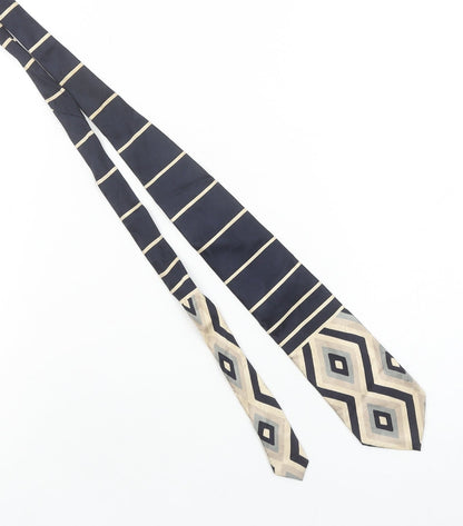 Nuccio Dottavio Sarto Men's Navy Beige Geometric Silk Tie One Size