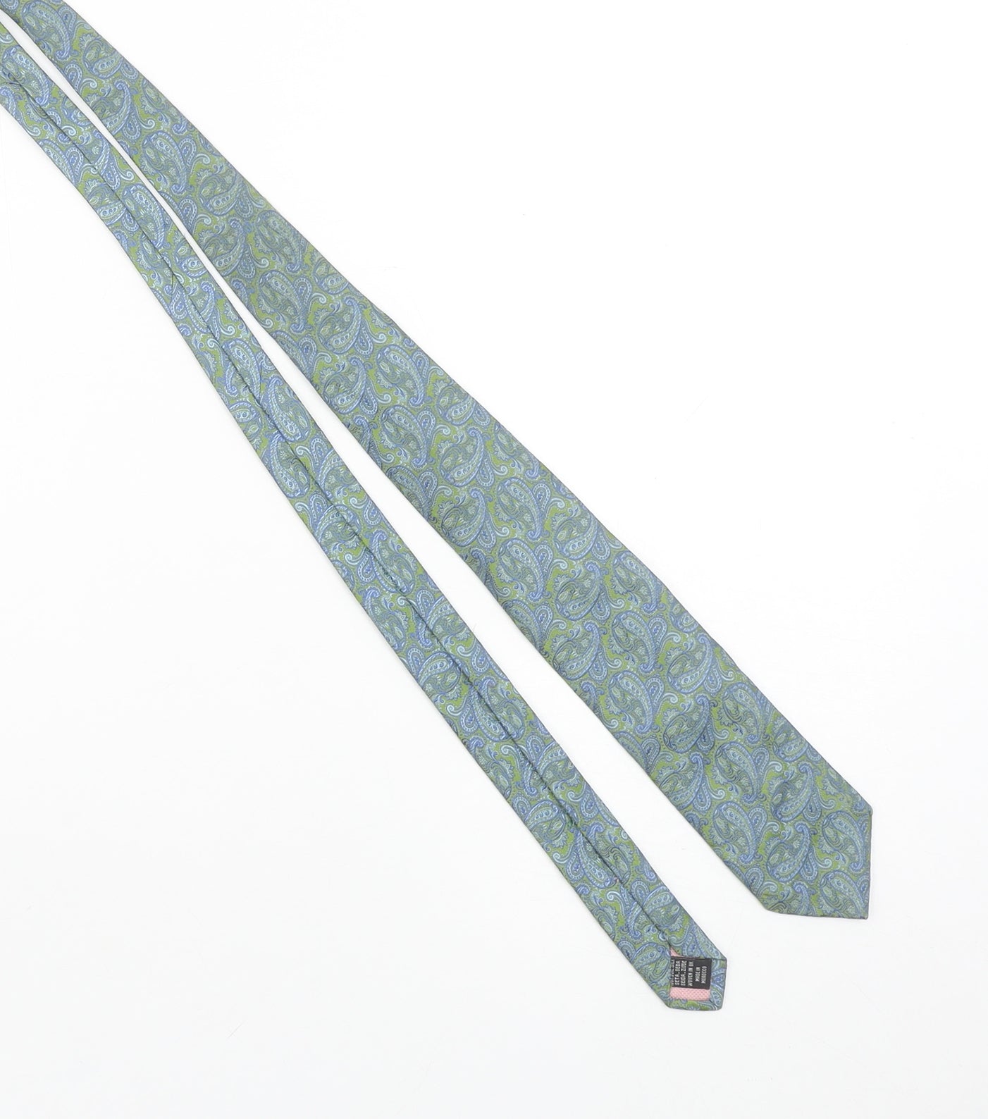 Thomas Pink Men's Blue Green Paisley 100% Silk Tie Woven in England