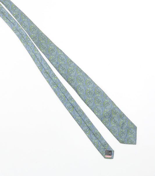 Thomas Pink Men's Blue Green Paisley 100% Silk Tie Woven in England