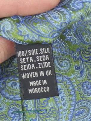 Thomas Pink Men's Blue Green Paisley 100% Silk Tie Woven in England