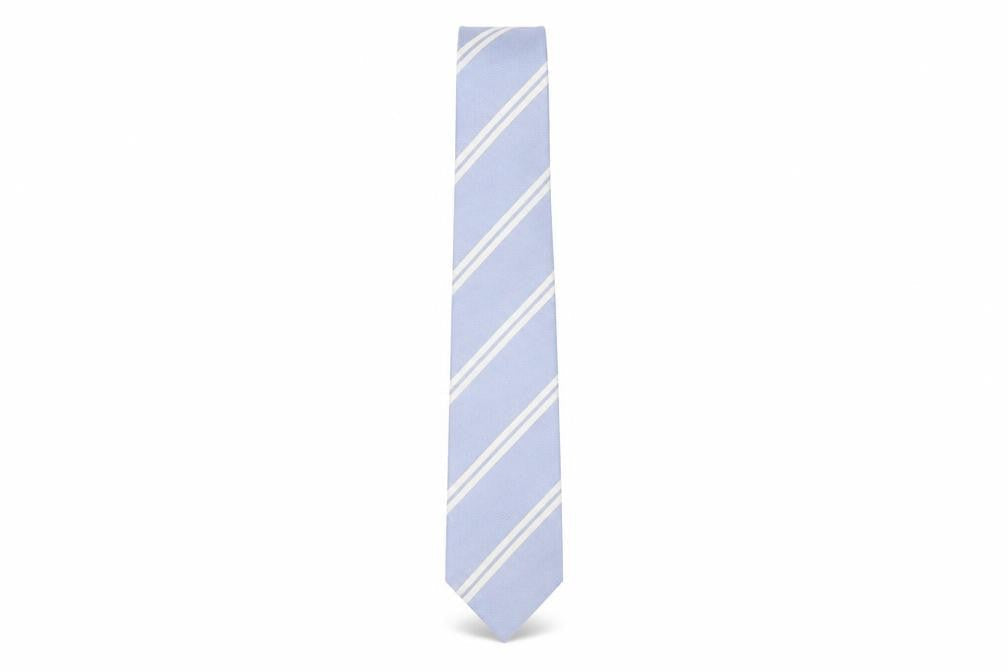 Mens T.M. Lewin Blue Striped 100% Silk Slim Tie