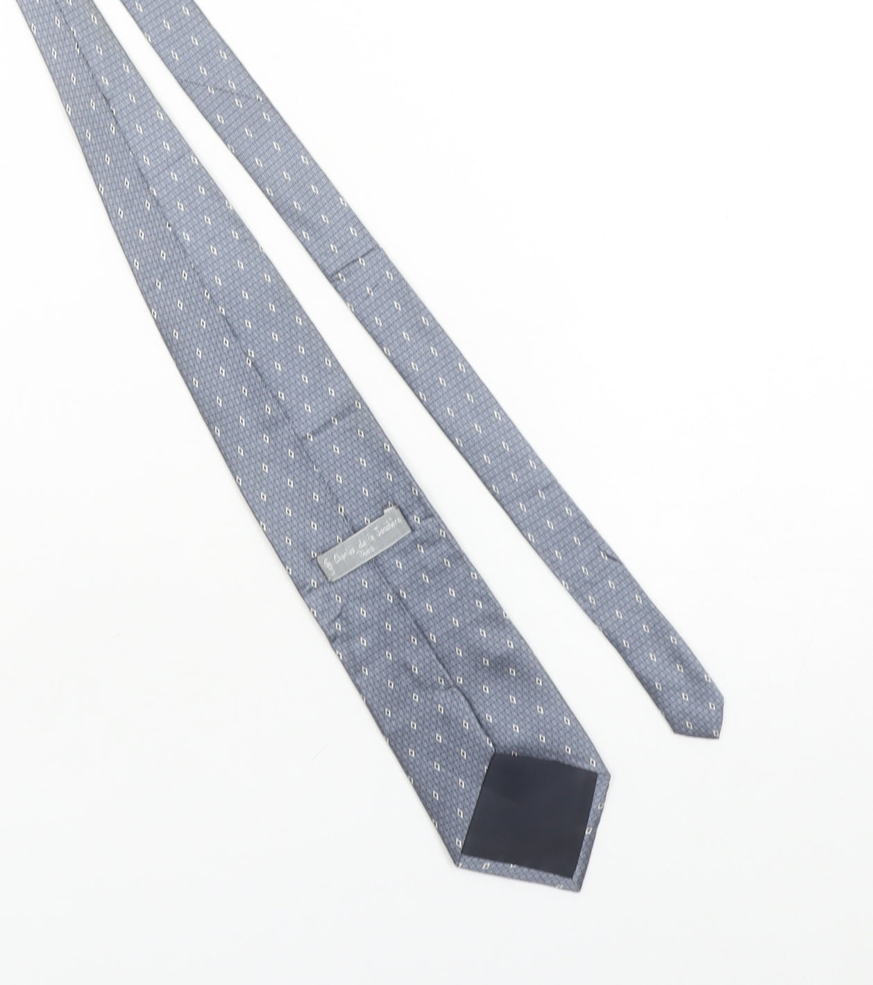 Charles de la Jonquière Paris Grey Silk Patterned Men's Tie 176cm