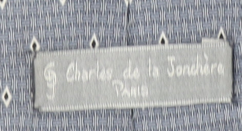 Charles de la Jonquière Paris Grey Silk Patterned Men's Tie 176cm