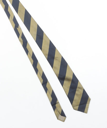 R.S. Platou Men's Blue and Gold Striped Silk Tie