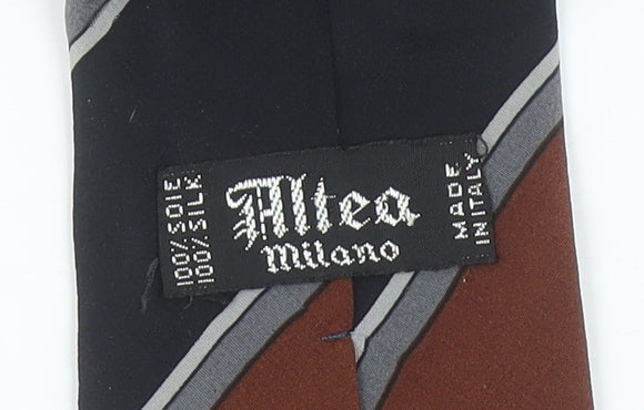 Altea Milano Men’s Brown Striped Silk Designer Tie One Size