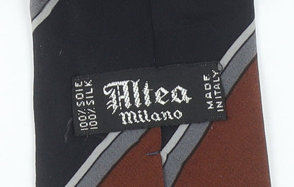 Altea Milano Men’s Brown Striped Silk Designer Tie One Size