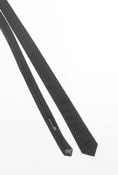 Butlerandwebb Men's Black Silk Slim Polka Dot Tie