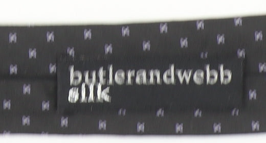 Butlerandwebb Men's Black Silk Slim Polka Dot Tie