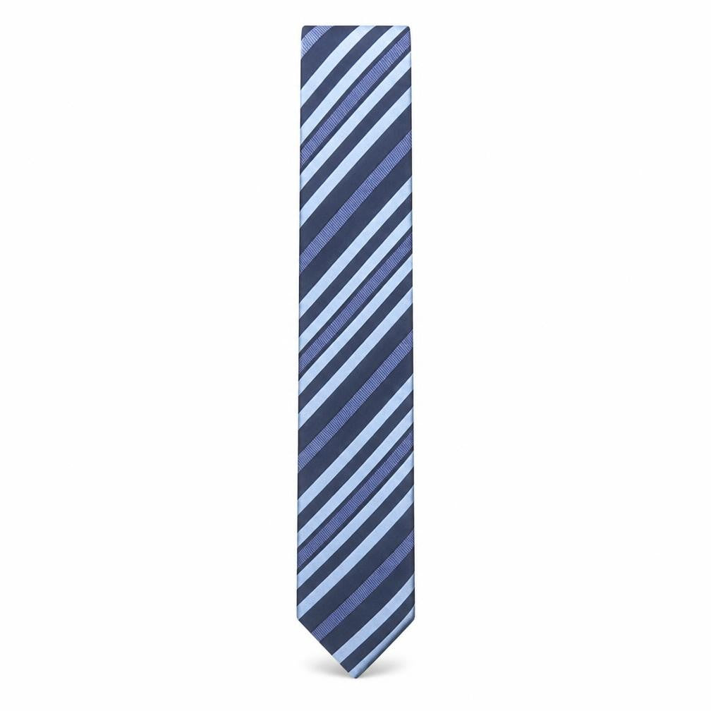 Mens Fellini Blue Striped 100% Silk Designer Tie