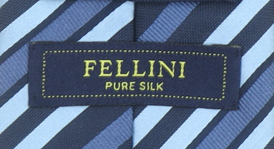 Fellini Men's Blue Striped Pure Silk Italian Tie