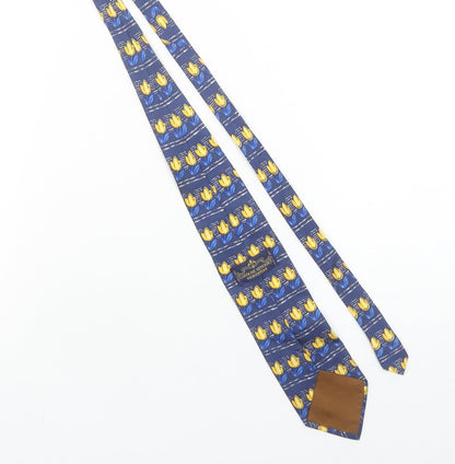 Antiche Seterie Fiorentine Men's Blue Floral Silk Designer Tie