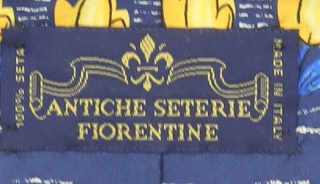 Antiche Seterie Fiorentine Men's Blue Floral Silk Designer Tie