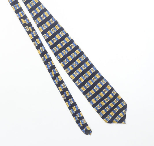 Scott & Taylor Men's Blue Yellow Striped Pure Silk Tie