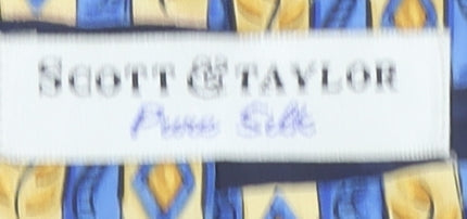 Scott & Taylor Men's Blue Yellow Striped Pure Silk Tie