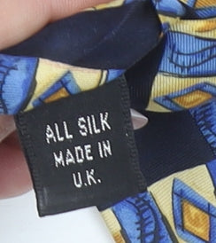 Scott & Taylor Men's Blue Yellow Striped Pure Silk Tie