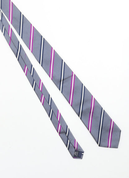 Charles Tyrwhitt Men’s Grey Striped Silk Slim Tie One Size