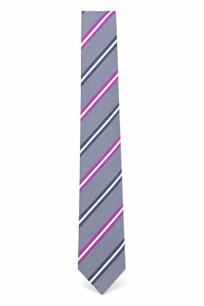Mens Charles Tyrwhitt Grey Striped 100% Silk Slim Tie