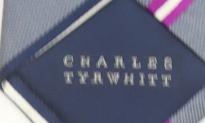 Charles Tyrwhitt Men’s Grey Striped Silk Slim Tie One Size